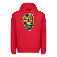 Red Illinois Map Sunflower Cactus Serape Premium Hoodie - RanaPortraitStore