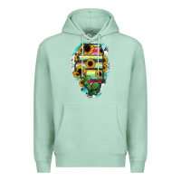 Seafoam Illinois Map Sunflower Cactus Serape Premium Hoodie - RanaPortraitStore