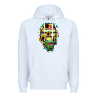 White Illinois Map Sunflower Cactus Serape Premium Hoodie - RanaPortraitStore
