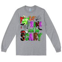 Heather Grey eat drink and be scary Long Sleeve Tee - Zillion Design Studio