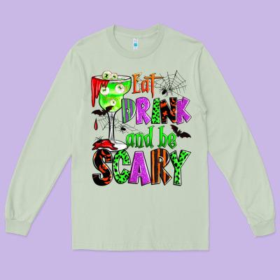 Eat Drink And Be Scary Long Sleeve Tee Designed By Zillion Design Studio