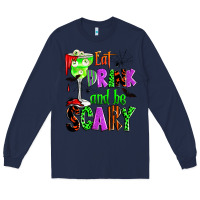 Navy eat drink and be scary Long Sleeve Tee - Zillion Design Studio
