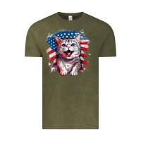 Vintage Olive cat2 Vintage Tee - Unal Design
