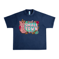Navy just a small town girl cowgirl boots Urban Heavy Tee - texasbilliewilder