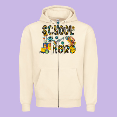 School Hero Zipper Hoodie Designed By Cowhidedigitalart