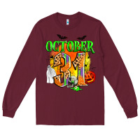 Burgundy october 31 Long Sleeve Tee - Zillion Design Studio
