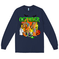 Navy october 31 Long Sleeve Tee - Zillion Design Studio