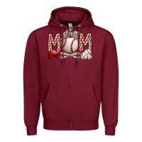 Burgundy mom baseball Zipper Hoodie - RacoonDesign