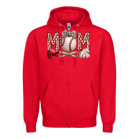 Red mom baseball Zipper Hoodie - RacoonDesign