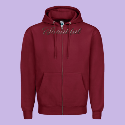 Thankful Zipper Hoodie Designed By Fadigitalartstudio