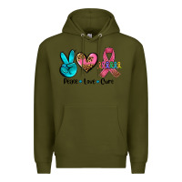 Army Green peace love  cure Premium Hoodie - AdoDesignShop