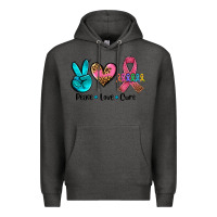 Charcoal Heather peace love  cure Premium Hoodie - AdoDesignShop