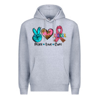Heather Grey peace love  cure Premium Hoodie - AdoDesignShop