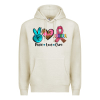 Oatmeal Heather peace love  cure Premium Hoodie - AdoDesignShop