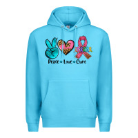 Ocean Blue peace love  cure Premium Hoodie - AdoDesignShop