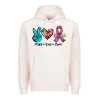 Pale Pink peace love  cure Premium Hoodie - AdoDesignShop