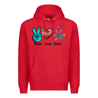 Red peace love  cure Premium Hoodie - AdoDesignShop