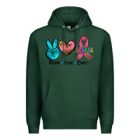 Sports Green peace love  cure Premium Hoodie - AdoDesignShop