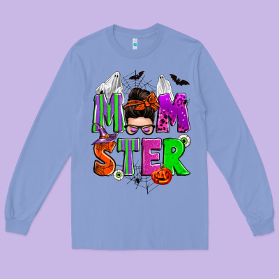 Halloween Momster Messy Bun Long Sleeve Tee Designed By Zillion Design Studio