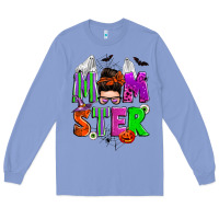 Colony Blue halloween momster messy bun Long Sleeve Tee - Zillion Design Studio