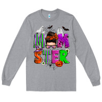 Heather Grey halloween momster messy bun Long Sleeve Tee - Zillion Design Studio