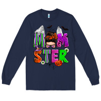 Navy halloween momster messy bun Long Sleeve Tee - Zillion Design Studio