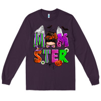 Plum halloween momster messy bun Long Sleeve Tee - Zillion Design Studio