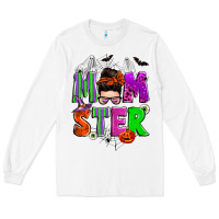 White halloween momster messy bun Long Sleeve Tee - Zillion Design Studio