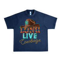 Navy long live cowboys Urban Heavy Tee - texasbilliewilder