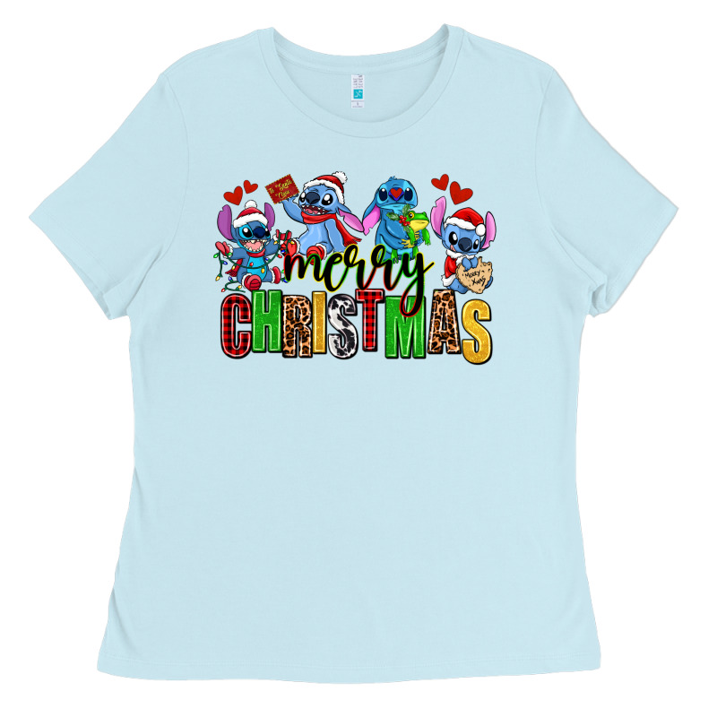 Merry Christmas Stitch Ladies Tee by AdoDesignShop | Teevron