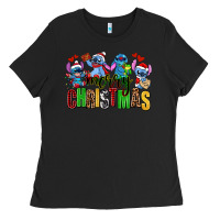 Black merry christmas stitch Ladies Tee - AdoDesignShop