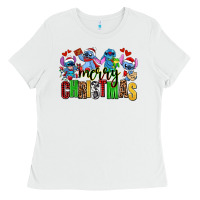 White merry christmas stitch Ladies Tee - AdoDesignShop