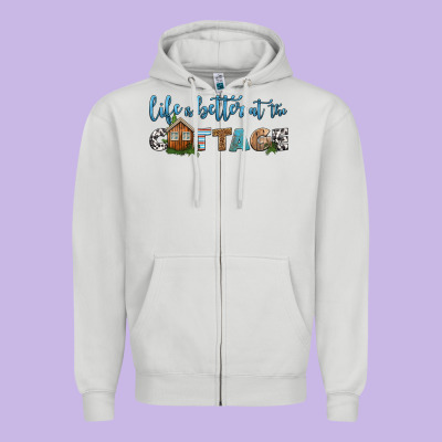 Life Is Better At The Cottage Zipper Hoodie Designed By Hra Design Shop