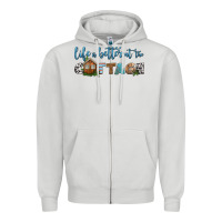 Dove Grey life is better at the cottage Zipper Hoodie - HRA Design Shop