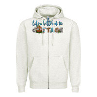 Oatmeal Heather life is better at the cottage Zipper Hoodie - HRA Design Shop