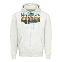 Oatmeal Heather life is better at the cabin Zipper Hoodie - HRA Design Shop