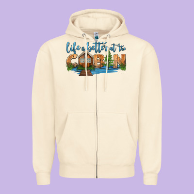 Life Is Better At The Cabin Zipper Hoodie Designed By Hra Design Shop
