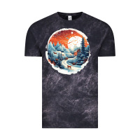 Cloud Black deer snow house design Vintage Tee - Unal Design