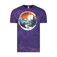 Cloud Purple deer snow house design Vintage Tee - Unal Design