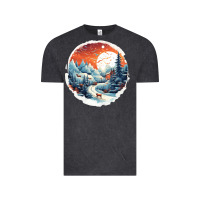 Vintage Black deer snow house design Vintage Tee - Unal Design