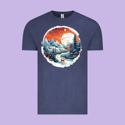 Deer Snow House Design Vintage Tee Designed By Unal Design