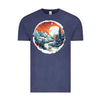 Vintage Denim deer snow house design Vintage Tee - Unal Design