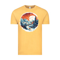 Vintage Mustard deer snow house design Vintage Tee - Unal Design