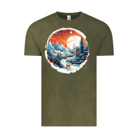Vintage Olive deer snow house design Vintage Tee - Unal Design