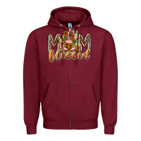 Burgundy mom blessed Zipper Hoodie - RacoonDesign