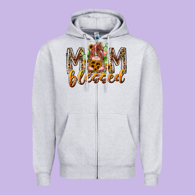 Mom Blessed Zipper Hoodie Designed By Racoondesign