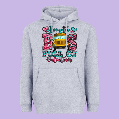 I've Got A Bus Full Of Valentines School Bus Heavyweight Hoodie Designed By Jasminsmagicworld