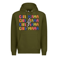 Army Green girl mama lightning bolt Premium Hoodie - MaliasSmallBusiness