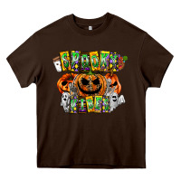 Chocolate Brown Spooky Vibes Heavy Core Tee - CowhideDigitalArt