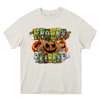 Cream Spooky Vibes Heavy Core Tee - CowhideDigitalArt
